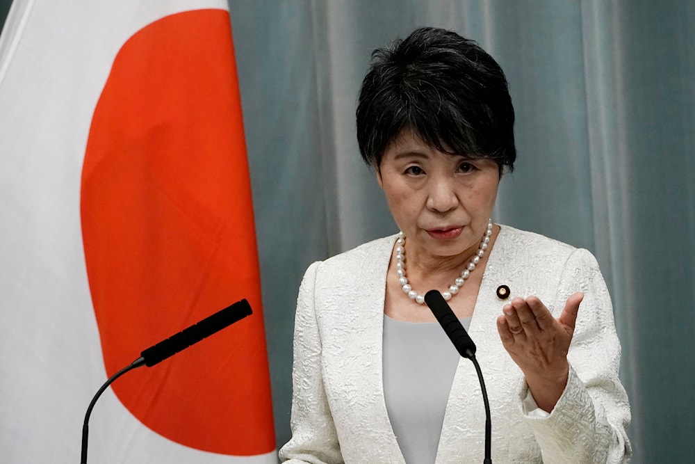 Yoko Kamikawa, newly appointed Minister of Justice gestures during a press conference at the prime minister's official residence on September 16, 2020, in Tokyo. (AP)