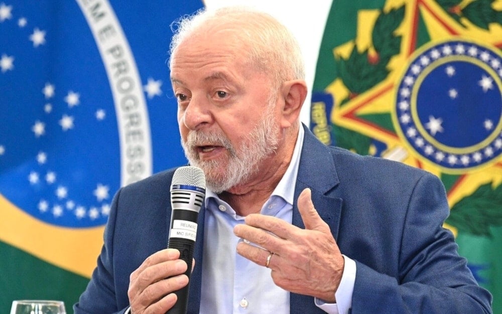 Brazilian President Lula Da Silva speaks during a ministerial meeting to discuss infrastructure investment projects at Planalto Palace in Brasilia on November 3, 2023. (AFP)