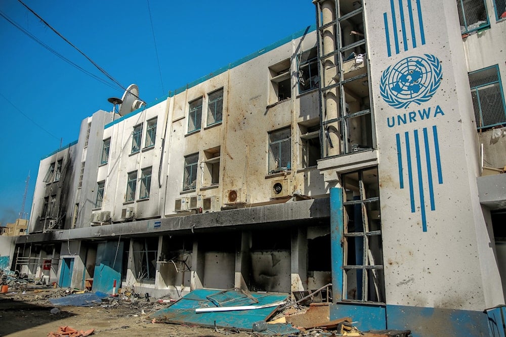 Damaged headquarters of the United Nations Relief and Works Agency for Palestine Refugees (UNRWA) in Gaza City on February 15, 2024. (AFP)