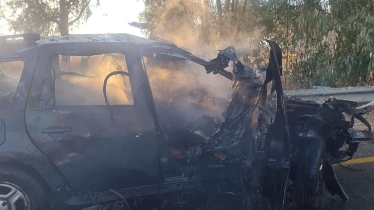 The Israeli car targeted by Hezbollah on July 9, 2024 (Social Media)