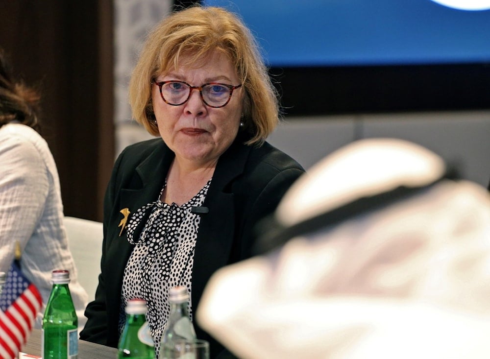 Barbara Leaf, US assistant secretary of state for Near Eastern Affairs, speaks to reporters at a media roundtable in Kuwait City on October 19, 2022. (AFP)