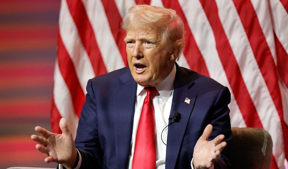 Former President Donald Trump answers questions during the National Association of Black Journalists annual convention in Chicago on July 31, 2024. (AFP)