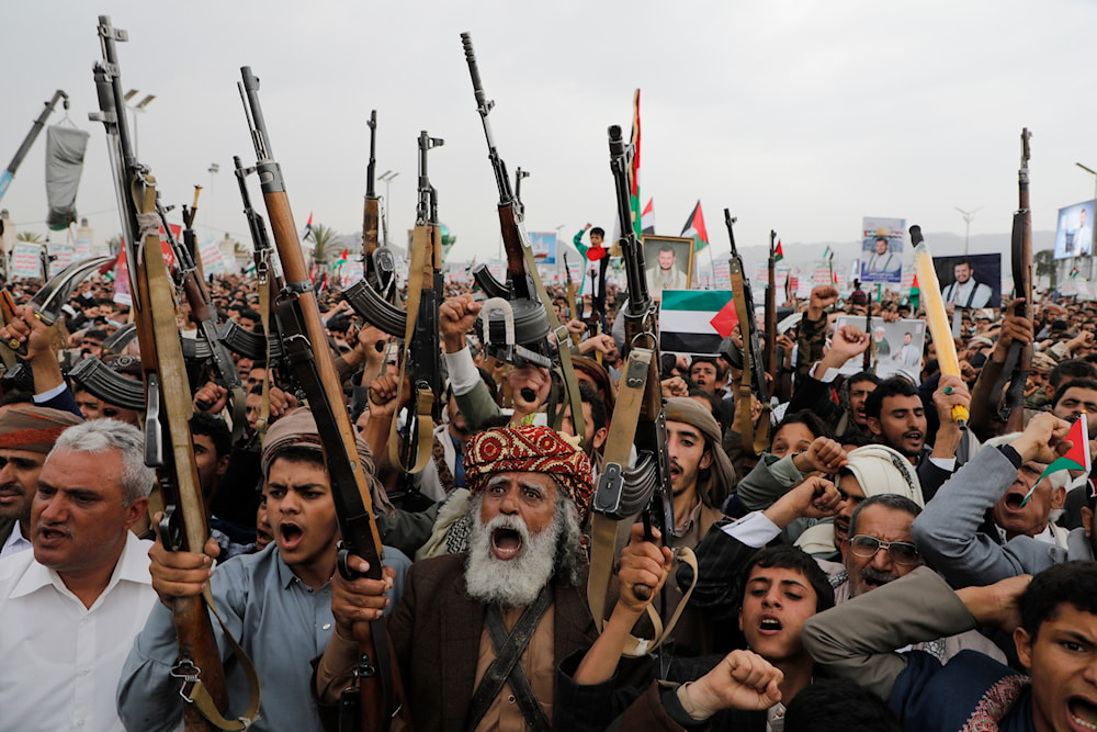 Yemenis attend a rally against the U.S. and Israel in Sanaa, Yemen, on Friday, July 19, 2024 (AP Photo/Osamah Abdulrahman)