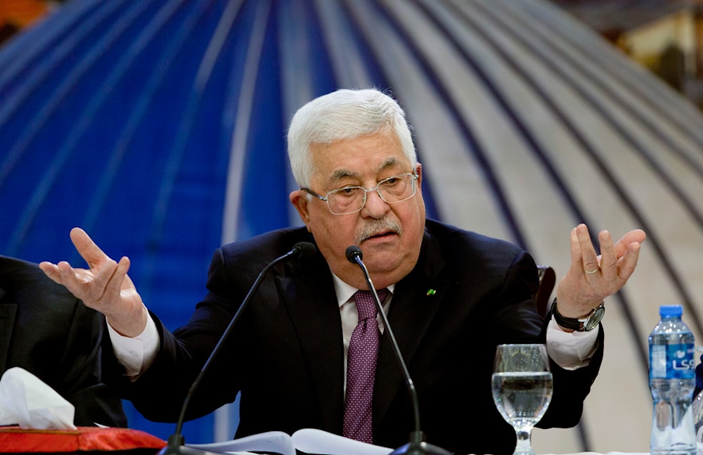 Palestinian President Mahmoud Abbas speaks after a meeting of the Palestinian leadership in the West Bank city of Ramallah on January 22, 2020. (AP)