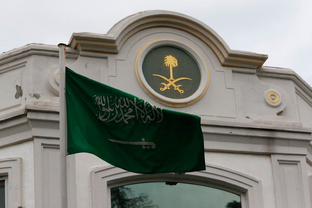 The Saudi Arabia flag flies outside the country's consul general's official residence in Istanbul, Wednesday, Oct. 24, 2018. (AP)