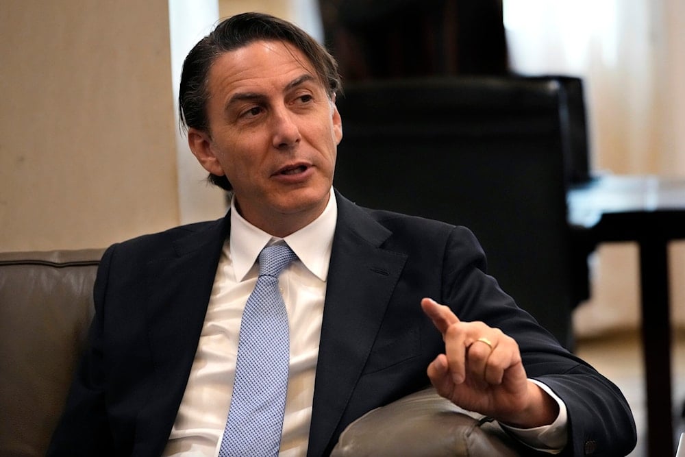 US special envoy Amos Hochstein, gestures as he meets with Lebanese caretaker Prime Minister Najib Mikati, in Beirut, Lebanon, Wednesday, August 14, 2024. (AP)