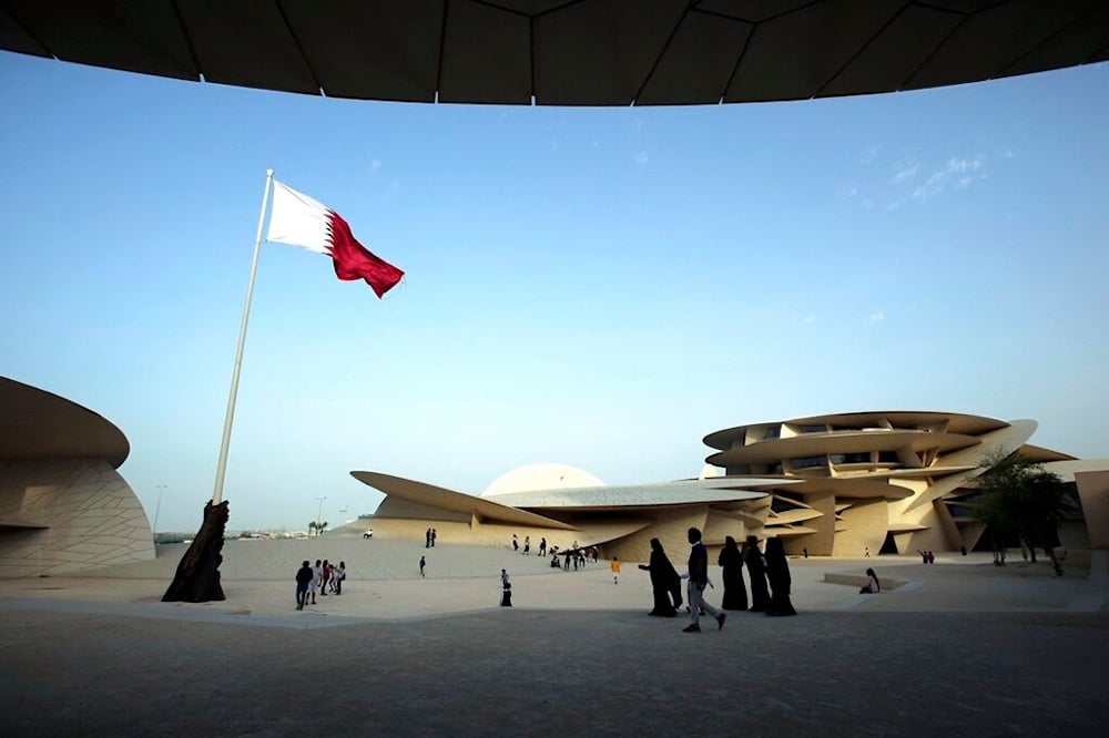 People visit the National Museum of Qatar in Doha, Qatar, Monday, April 22, 2019. (AP)