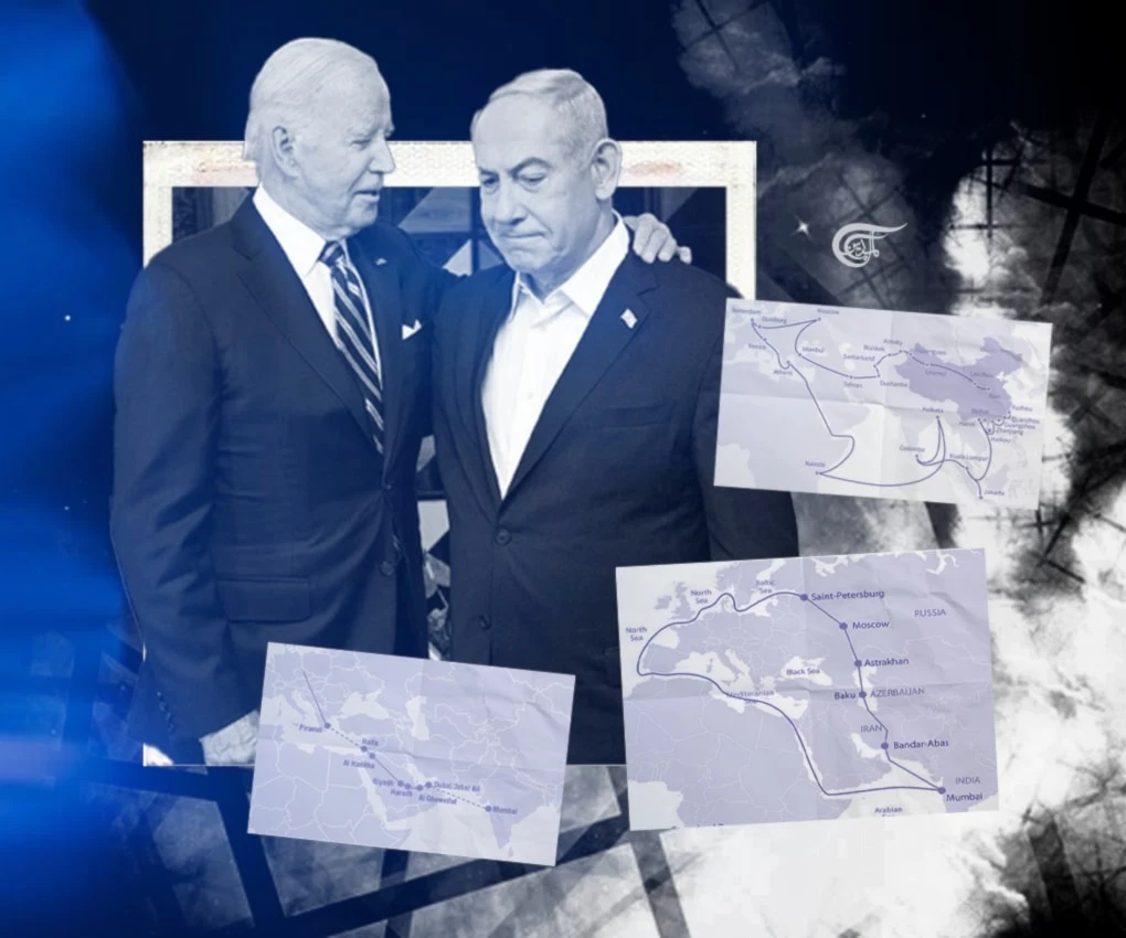 Ultimately, the aftermath of the conflict in Gaza will be directly linked to the future of the region and global trade. (Al Mayadeen English; Illustrated by Zeinab El-Hajj)