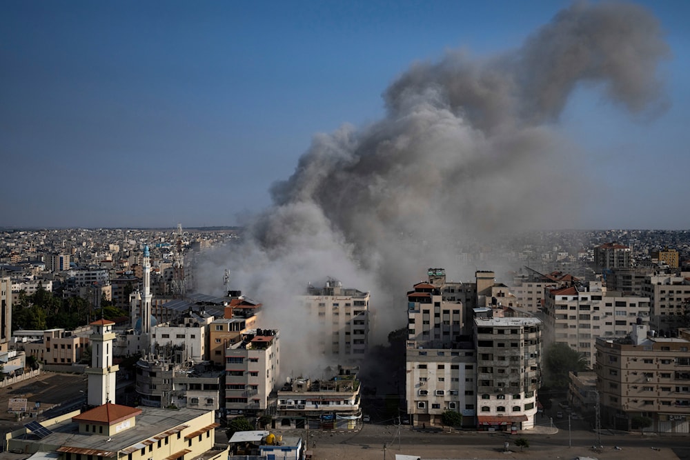 Smoke rises following an Israeli airstrike, in Gaza City, on October 8, 2023. (AP)