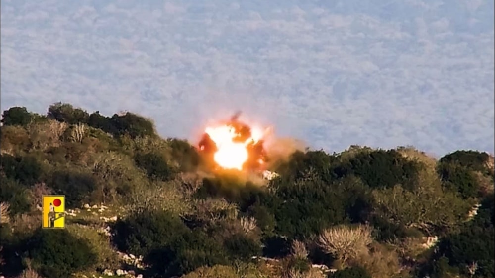 From a previous artillery strike on the Zebdine Barracks base in the occupied Shebaa Farms. (Military Media - Hezbollah)