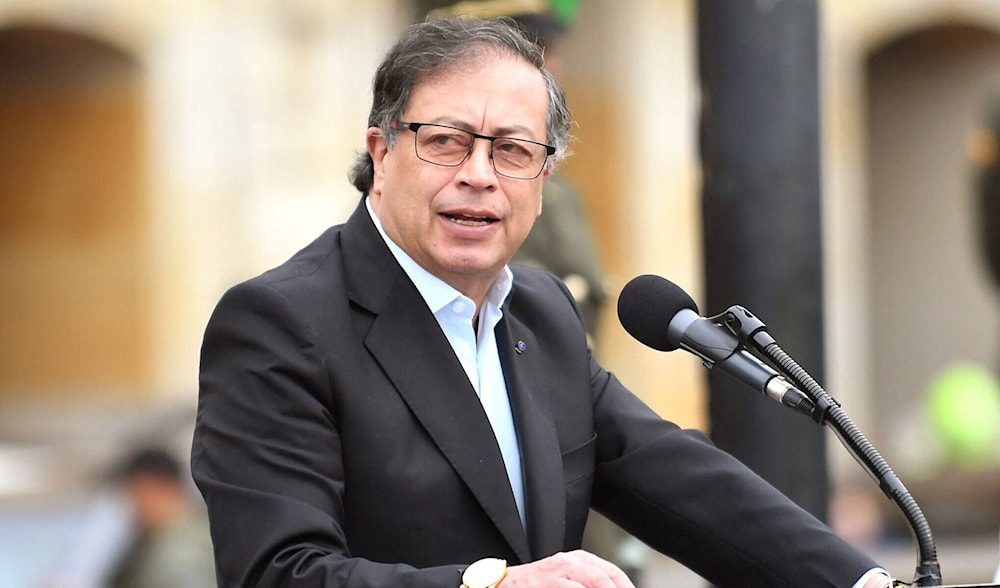 Colombian President Gustavo Petro delivers a speech during the opening of Colombia's regional elections, in Bogota on October 29, 2023. (AFP)