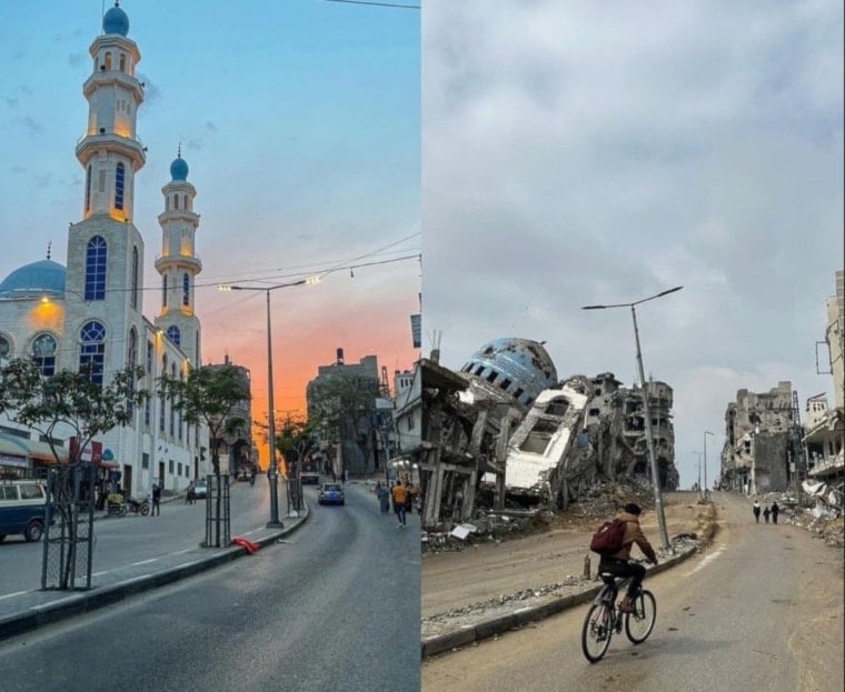 The Salim Abu Muslim mosque in Beit Lahia is one of many buildings in Gaza that have been destroyed. (Mohammad Al Masri / X)