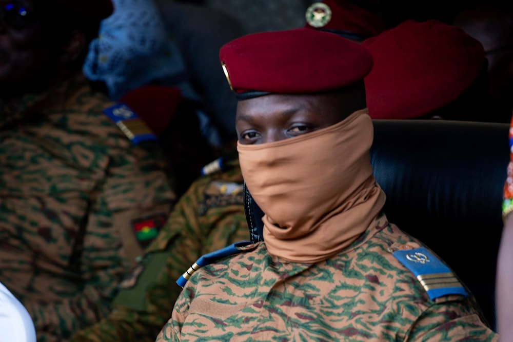 Burkina Faso coup leader Capt. Ibrahim Traore participates in a ceremony in Ouagadougou, October 15, 2022. (AP)