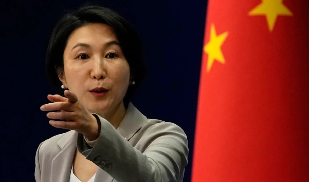 Chinese Foreign Ministry spokesperson Mao Ning gestures during a press conference at the Ministry of Foreign Affairs in Beijing, on July 26, 2023. (AP)