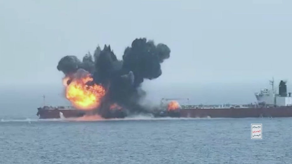 Footage published by the Yemeni Armed Forces (YAF) of its operation on the CHIOS LION crude oil tanker in the Red Sea. (YAF)