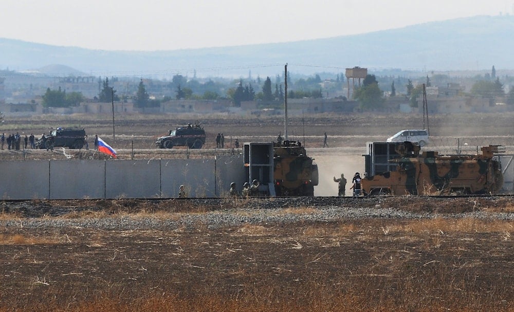 Russian and Turkish forces enter Syria, as they begin their joint patrol, on November 5, 2019. (AP)