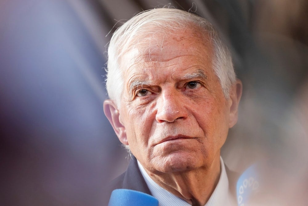 European Union foreign policy chief Josep Borrell talks with journalists as he arrives for a meeting of EU foreign ministers at the European Council building in Brussels, Monday, July 22, 2024. (AP)