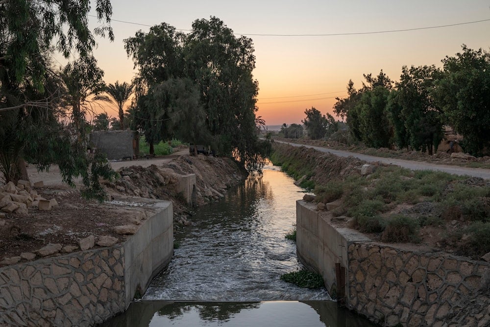 A source of water branching out of the Yusuf Canal, which flows from the Nile through Fayoum, in Qouta town, Egypt, August 5, 2020. (AP)