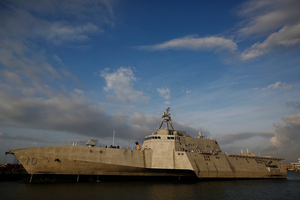 This Nov. 30, 2016, file photo shows the USS Gabrielle Giffords, a Naval littoral combat ship built at the Austal USA shipyards, docked on the Mobile River in Mobile, Ala. (AP)