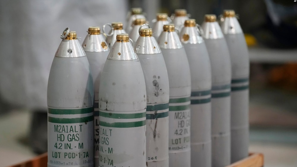 Canisters of mustard gas, which are part of the United States' chemical weapons stockpile, wait for destruction at the US Army Pueblo Chemical Depot Thursday, June 8, 2023, in Pueblo, Colorado. (AP)