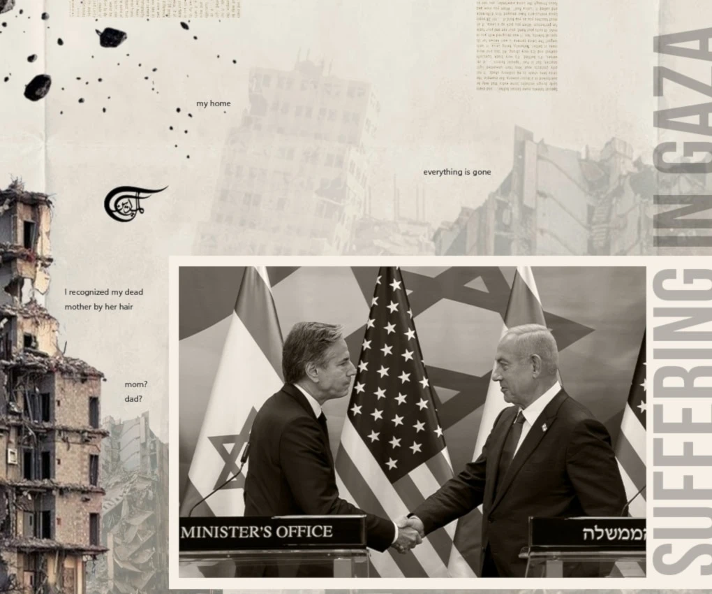 The Biden Administration's calls for a ceasefire are as hollow as a jellyfish, and as insincere as a Trump apology. (Al Mayadeen English; Illustrated by Batoul Chamas)