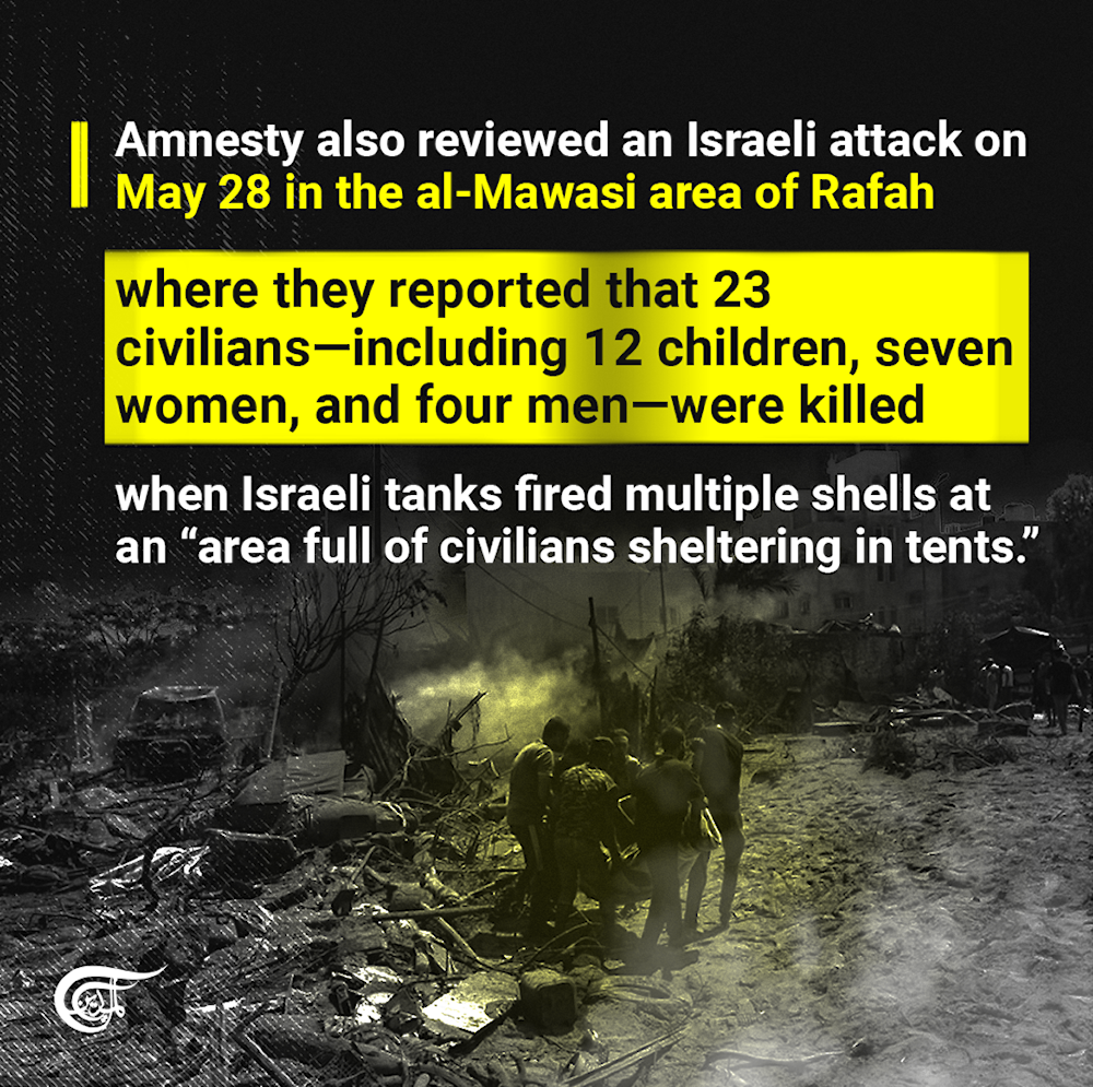 Amnesty calls for war crimes investigation into 'Israel's' attacks on tent camp in Gaza