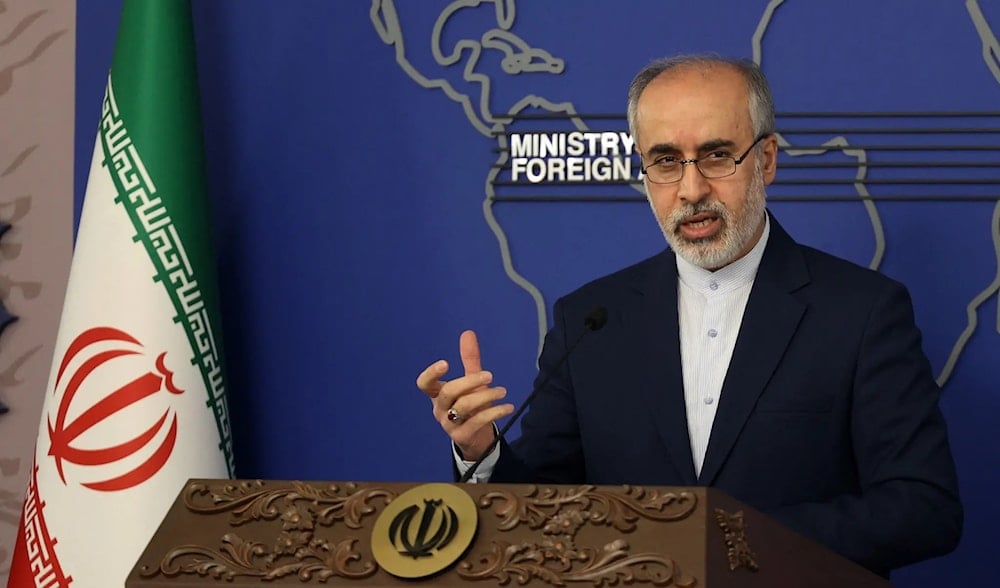 Iranian Foreign Ministry Spokesman Nasser Kanaani speaks during a press conference in the capital Tehran on December 5, 2022. (AFP)