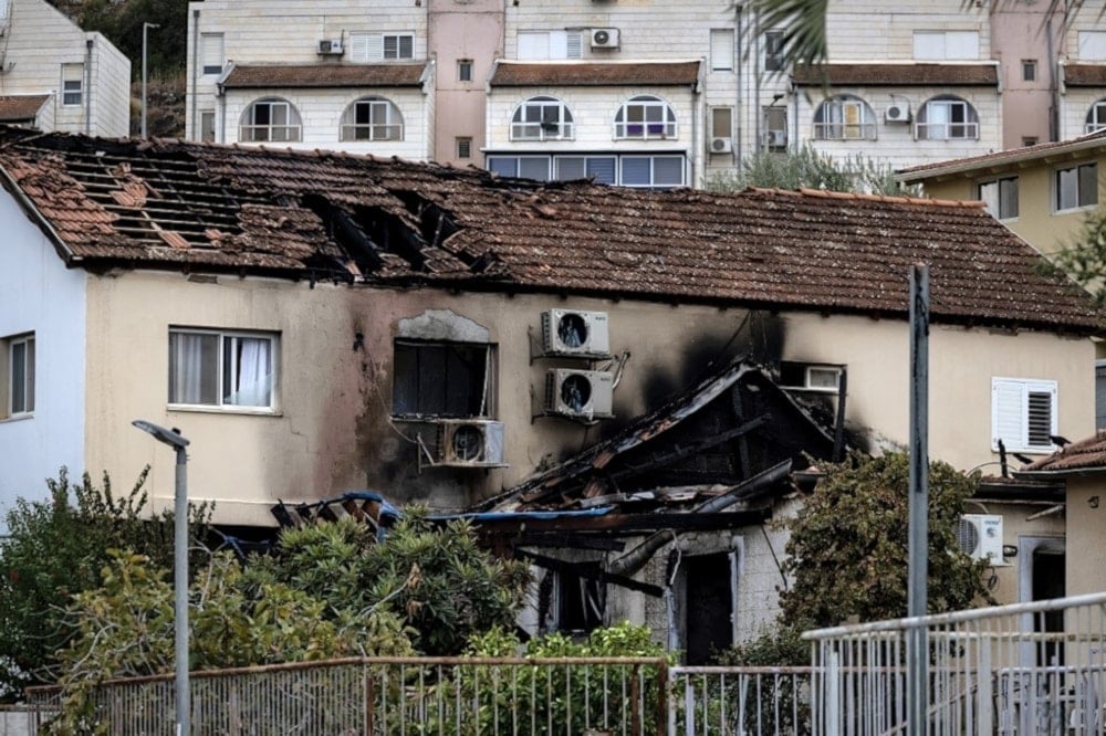 A damaged building in 