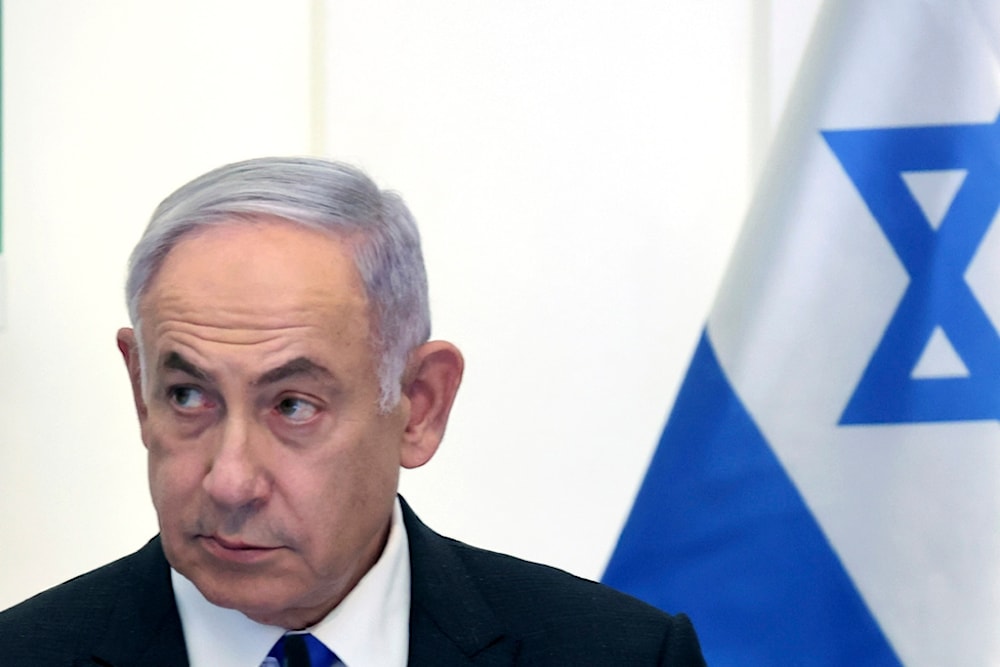 Israeli Prime Minister Benjamin Netanyahu chairs a Cabinet meeting at the Bible Lands Museum in occupied al-Quds on Wednesday, June 5, 2024. (Gil Cohen-Magen/Pool Photo via AP)