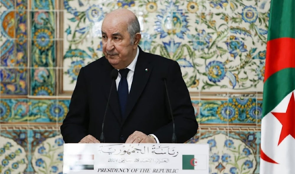 President of Algeria, Abdelmadjid Tebboune, at the press conference at the Palais d’El Mouradia, January 28, 2024. (AFP)