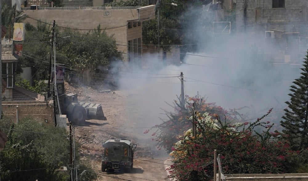 Smoke rises after an explosion during the Israeli occupation's aggression on the West Bank Jenin refugee camp, Palestine, Aug. 31, 2024. (AP)