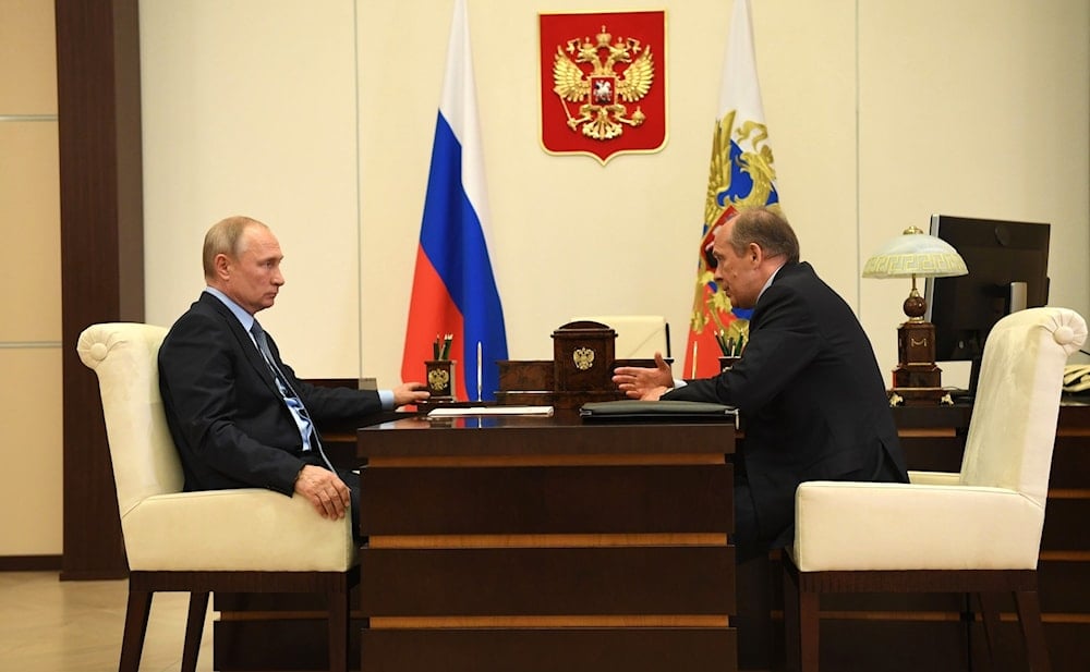 Russian President Vladimir Putin holds a meeting with Federal Security Service Director Alexander Bortnikov, on June 16, 2020. (Kremlin.ru)