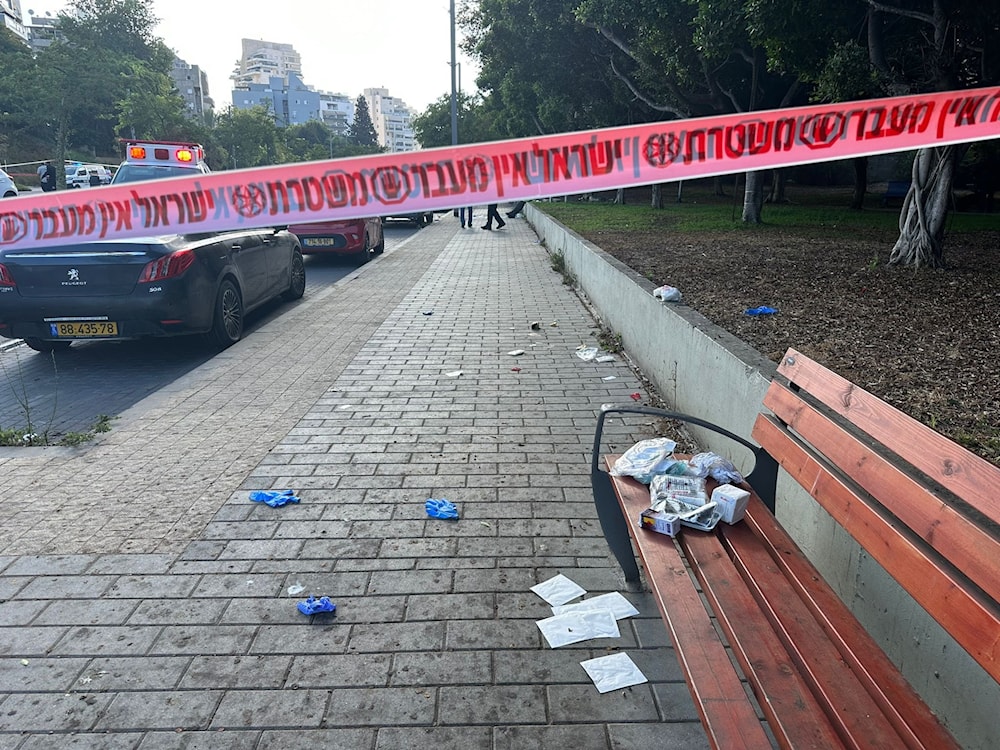 The aftermath of a stabbing operation in Holon, near Tel Aviv (X)