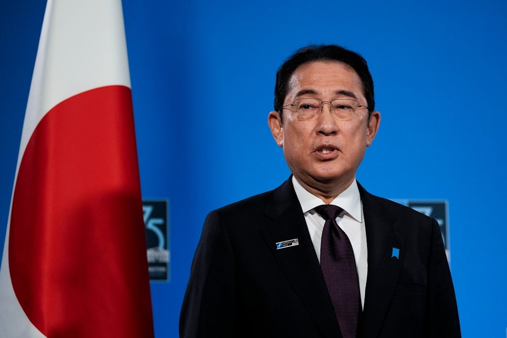 Japan's Prime Minister Fumio Kishida speaks during a meeting with NATO Secretary General Jens Stoltenberg, July 11, during the NATO summit in Washington (AP) 