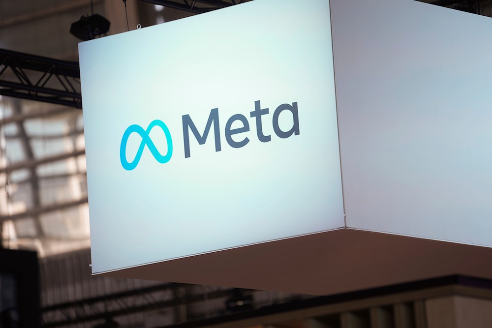 The Meta logo is seen at the Vivatech show in Paris, France, Wednesday, June 14, 2023 (AP)