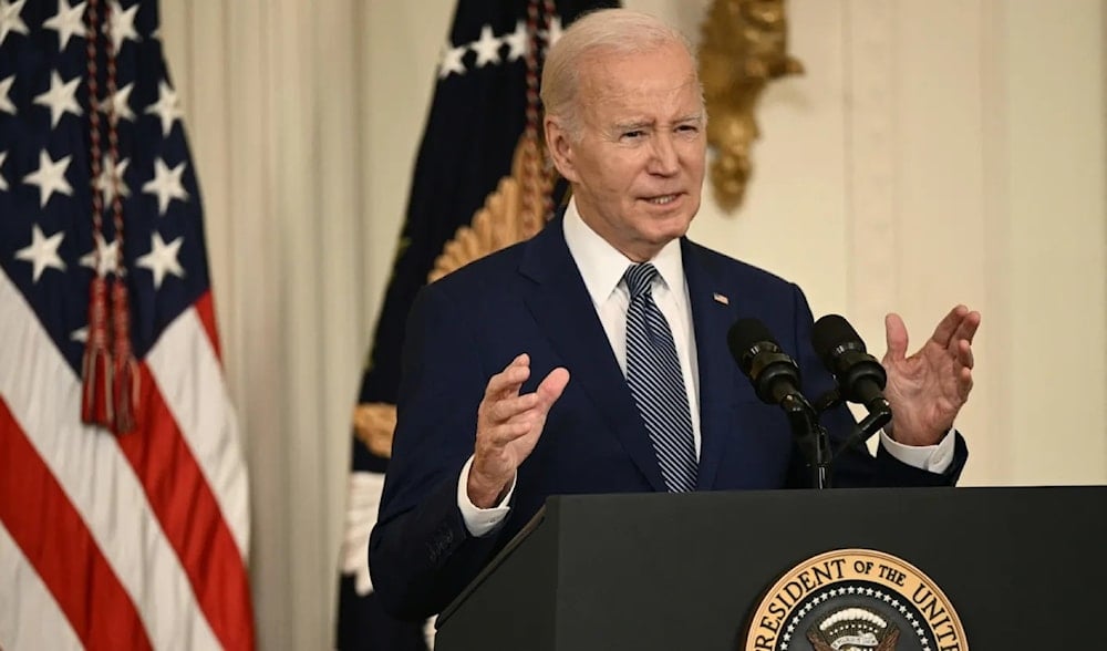 US President Joe Biden speaks during a high-speed internet infrastructure announcement in the East Room of the White House in Washington, DC, on June 26, 2023. (AFP)