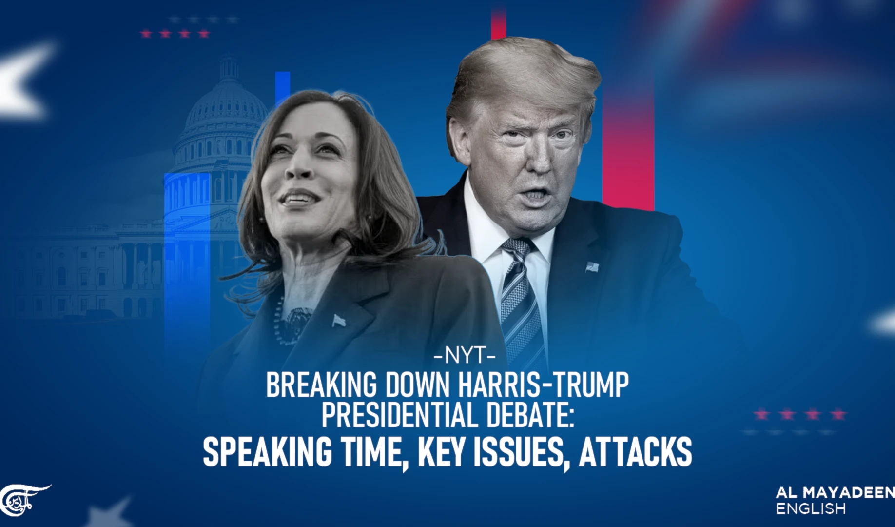 Breaking down Harris-Trump presidential debate: Speaking time, key issues, attacks Breaking down Harris-Trump presidential debate: Speaking time, key issues, attacks