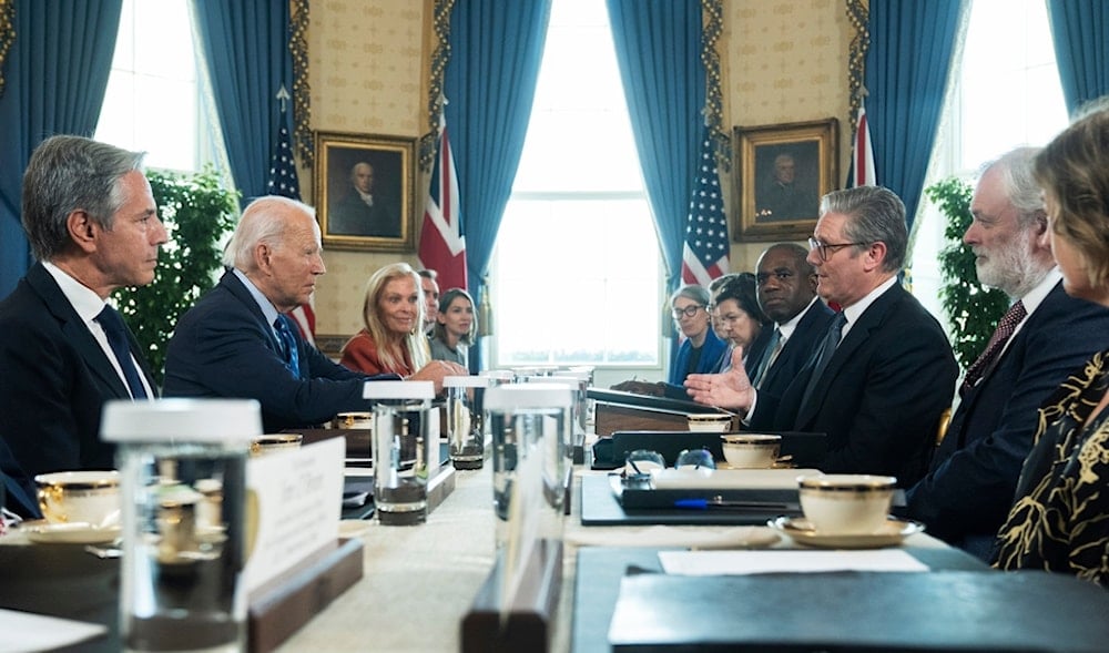 President Joe Biden hosts a bilateral meeting with UK Prime Minister Keir Starmer in the Blue Room of the White House, on September 13, 2024. (AP)