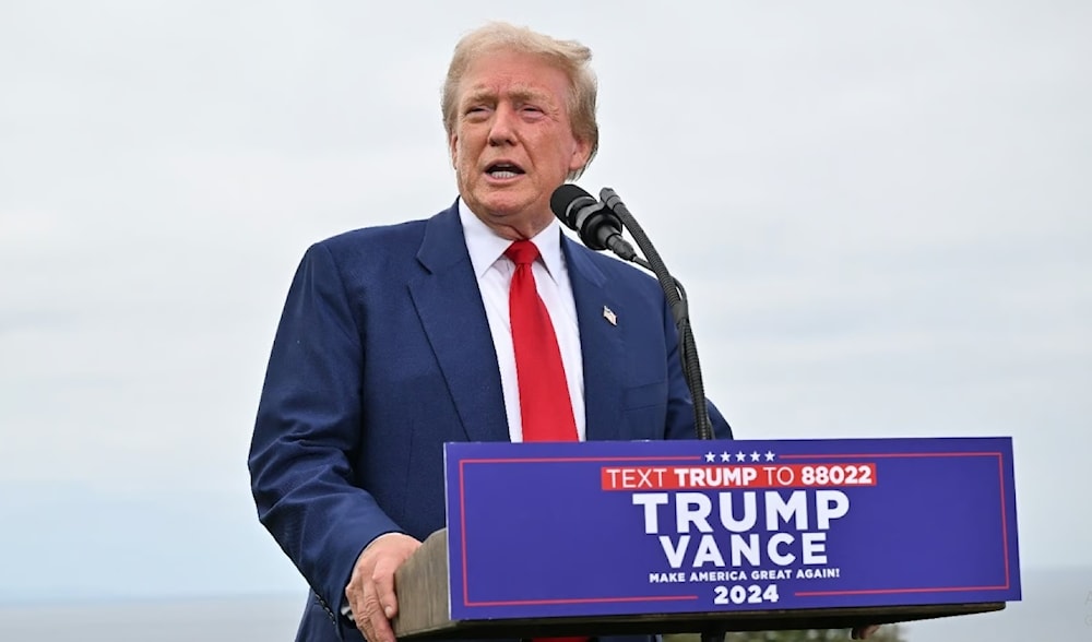 Donald Trump speaks at a news conference in Rancho Palos Verdes, California, on September 13, 2024. (AFP)