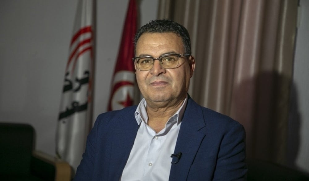 Tunisian presidential candidate Zouhair Maghzaoui during an exclusive interview in Tunis, on April 26, 2022. (AFP)