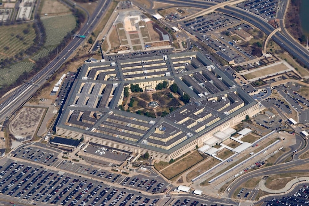  The Pentagon is seen from Air Force One as it flies over Washington, March 2, 2022. (AP)