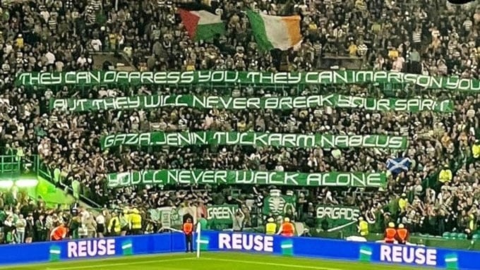 'You'll never walk alone': Celtic fans to Palestinians at UCL match ...