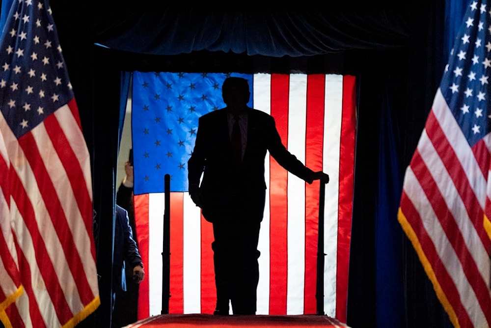 Republican presidential nominee former President Donald Trump arrives to speak at a campaign event at Nassau Coliseum, Wednesday, September 18, 2024, in Uniondale, New York (AP)