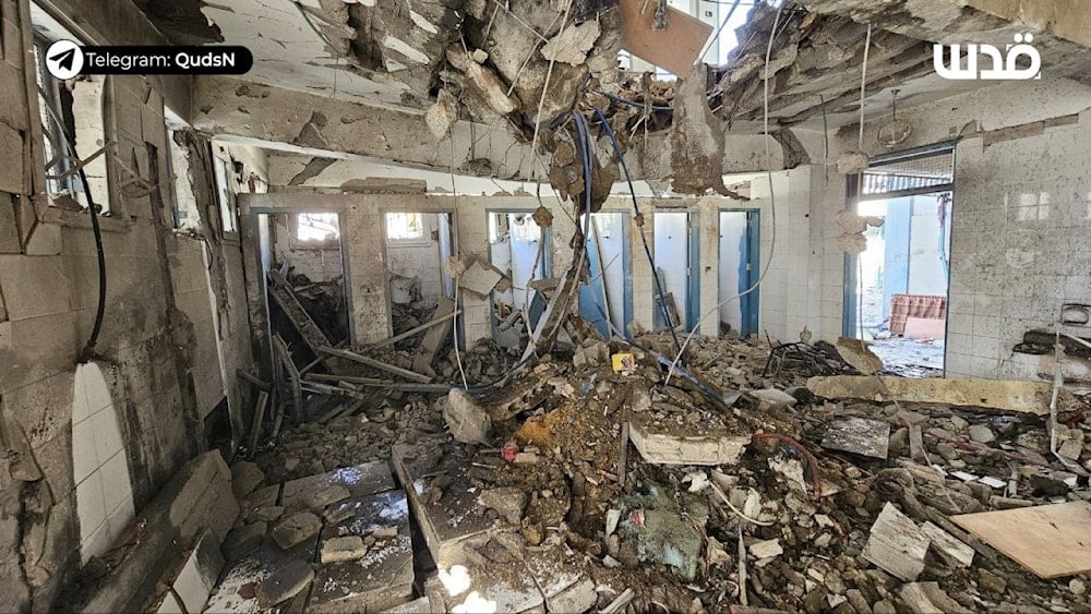 The aftermath of the Israeli bombardment of a school sheltering displaced Palestinians in the Al-Zeitoun neighborhood