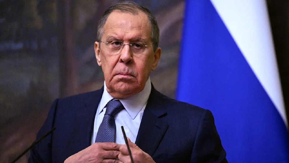 Russian Foreign Minister Sergei Lavrov attends a joint news conference with the International Committee of the Red Cross (ICRC) president following their talks in Moscow on March 24, 2022. (AFP)