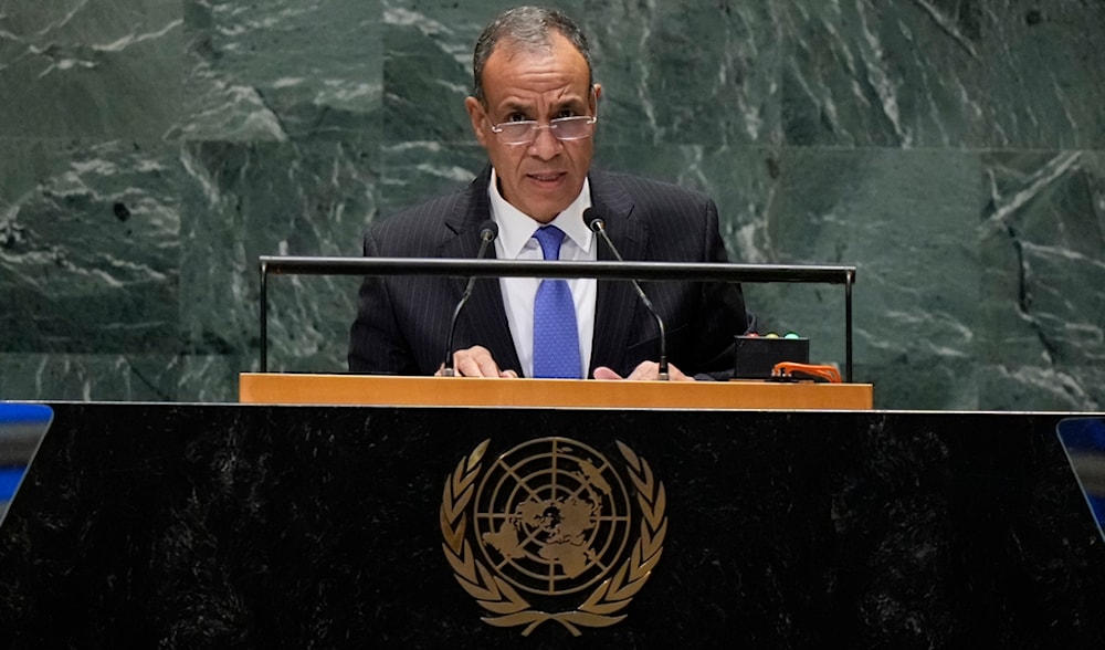 Egypt's Foreign Minister Badr Abdelatty speaks to the United Nations General Assembly during Summit of the Future at the UN headquarters, September 22, 2024. (AP)