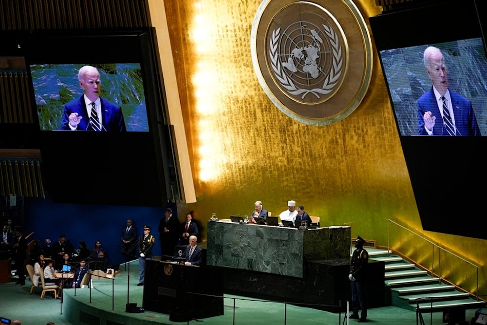 United States President Joe Biden addresses the 79th session of the United Nations General Assembly, Tuesday, Sept. 24, 2024, at UN headquarters. (AP Photo/Manuel Balce Ceneta)