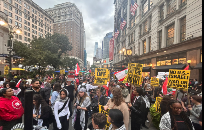 A protest in New York calls for an immediate ceasefire on September 24,2024. (X)