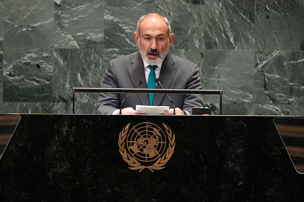 Prime Minister of Armenia Nikol Pashinyan addresses the 79th session of the United Nations General Assembly, on September 26, 2024. (AP)