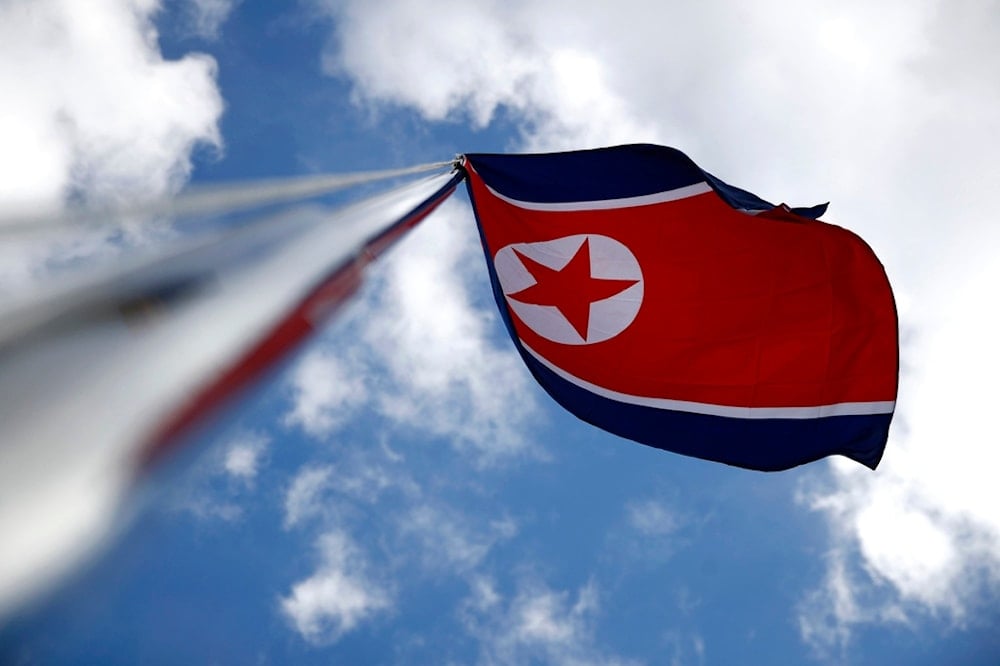 DPRK flag flies amongst flags from many nations participating in the 2018 Winter Olympics at the Pyeongchang Olympic Village in Pyeongchang, South Korea, on Feb. 2, 2018.(AP)